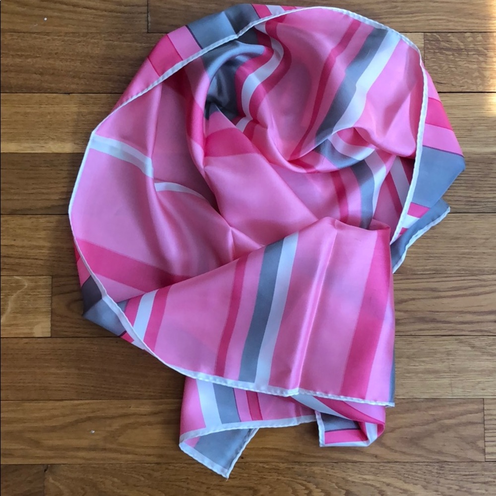 Long pink and gray silk scarf